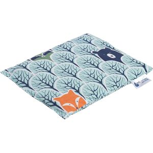 JGS ® Kersenpitkussen, korrelkussen, groot warmtekussen, 500 g, rechthoek, 20 x 25 cm, ecologisch naturel, 100% katoen, warmte + koudetherapie, massagetherapie (wasbeer in het bos)