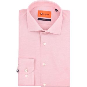 Suitable - Overhemd Knitted Pique Roze - Heren - Maat 43 - Slim-fit
