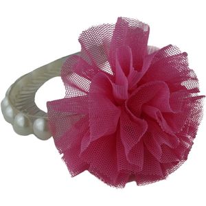 Jessidress Sierstaartklem,banaanklem met grote Haarbloem en Parels - Fushia