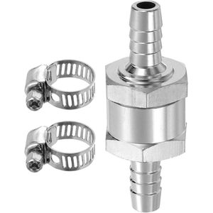 Allecto Plus - Brandstofterugslagventiel 8 mm | Aluminiumlegering | Voor benzine, diesel, gas, olie | Besturingsaccessoires | Zilver- 8/16 inch | Wegwerp-terugslagventiel met klemmen
