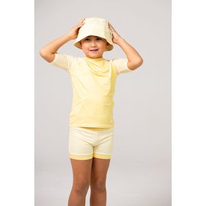 Ducksday - UV-Zwemshirt voor kinderen - UV-werend UPF50+ - Rashguard met Korte mouwen - unisex - Lemonade - Geel - maat 10 jaar