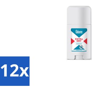 12 x Odorex Extra Dry Stick 40 ml - Antitranspirant - Deodorant - Droogheid - Geurloos - Gevoelige Huid
