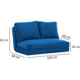 Comfortabele en stijlvolle 2-zits slaapbank - 100% metalen frame - Blauw