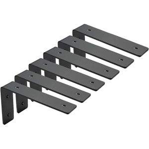 Zwarte Planksteunen 6pcs Plankbeugels 6x4 Zware Metalen L Beugels voor Planken Hoekbeugel met Bevestigingsmateriaal