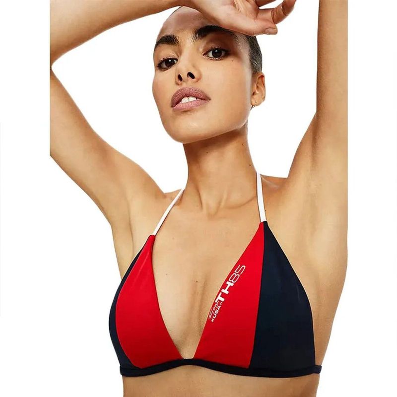 Tommy Hilfiger Logo Fixed Triangle Bikinitop Rood,Zwart XS Vrouw
