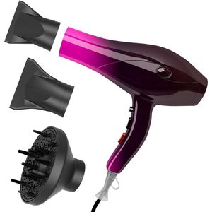 MKSS® Fohn met Diffuser - Haardroger Krullen - Haarfohn - Fohnborstel - Zwart en Roze