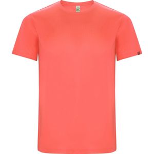 Fluorescent Koraalroze unisex ECO sportshirt korte mouwen 'Imola' merk Roly maat 164 / 16