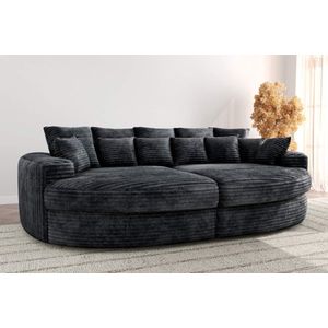 bigsofa- zitbank romantico cosy antraciet- bank chillsofa xxl in extra dik corduroy ribstof- seatsandbeds banken en boxsprings