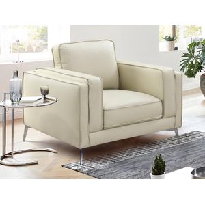 Fauteuil van beige leer LECCO L 104 cm x H 85 cm x D 94 cm