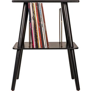 Platenspeler Meubel - ST66-BK Manchester Draaitafel Stand met Wire Record Storage Zwart + Gratis Verzending