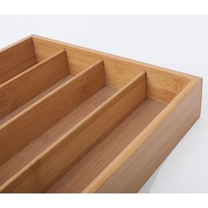 Decopatent® Bamboe bestekbak voor in keukenla - Bestek organizer van hoogwaardig bamboe hout - Bestekcassette - 35.5 x 26 x 5 cm