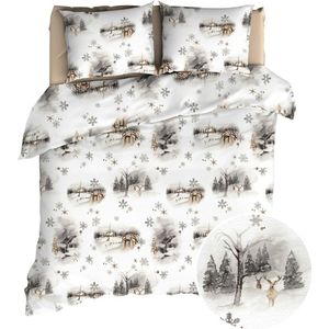 Romanette Snowdonia - Flanel - Dekbedovertrek - Lits-jumeaux - 270x200/220 cm - Bruin/Grijs