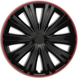 Wieldoppenset 4-Delige 15-inch zwart/rood