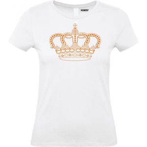 Dames t-shirt Kroontje Oranje | EK 2024 Holland |Oranje Shirt| Koningsdag kleding | Wit Dames | maat XXXL
