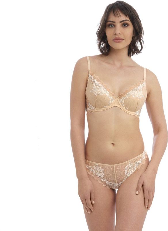 Wacoal - Lace Perfection - String - Café Crème - Tweekleurig Stretch Bloemenkant