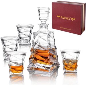 Set whiskyglazen, 1000 ml whiskykaraf met 4 glazen van 300 ml, set voor sterke drank