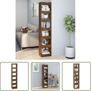 The Living Store Boekenkast/kamerscherm 40x30x198 cm gerookt eikenkleurig - Boekenkast - Kamerdivider - Houten Boekenkast - Bruine Boekenkast - Vintage Boekenkast