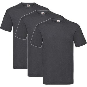 3 Pack Dark Heather Grey Shirts Fruit of the Loom Ronde Hals Maat S Valueweight