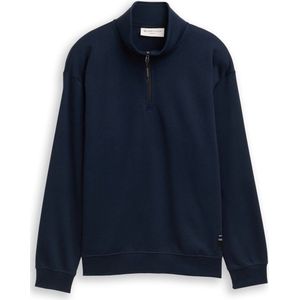 Tom Tailor Denim Troyer sweatshirt met logo-badge