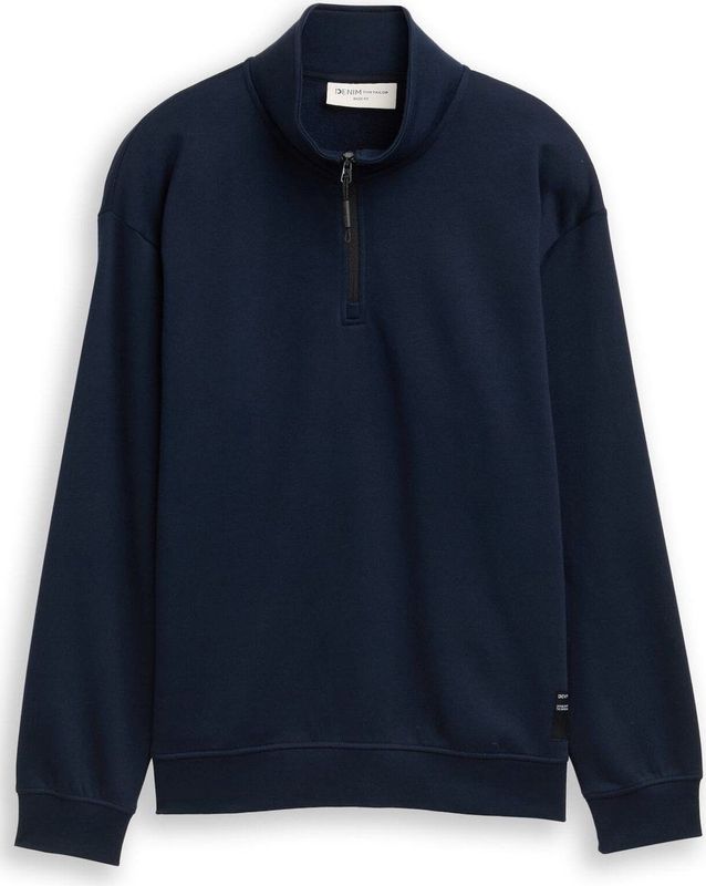 Tom Tailor Denim Troyer sweatshirt met logo-badge