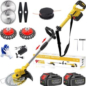 Onkruidborstel Electrisch - Onkruidborstel Machine - Voegenborstel – Bosmaaier - Grastrimmer Met Accu - Incl: Accu, Zaagbladen, Messen, Handschoenen En Oplader