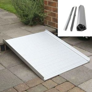 Oprolbare oprijplaat - 90 cm - Drempelhulp aluminium - voor rollator en rolstoel