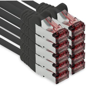 Ethernet Lan Gigabit Netwerkkabel - Set van 10 Cat6 Kabels 3m Zwart