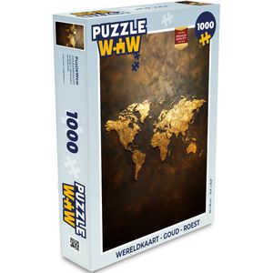 Puzzel Wereldkaart - Goud - Roest print - Legpuzzel - Puzzel 1000 stukjes volwassenen