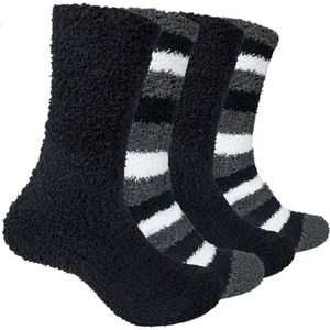 4 paar knuffelsokken voor heren - Wollige en zachte wintersokken - Comfortabele dikke sokken
