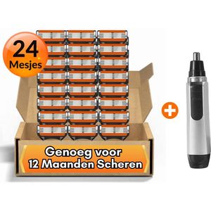 Maxenza Scheermesjes en Neustrimmer Set - Geschikt voor Gillette Fusion5 Scheermesjes - 24 Scheermesjes - Geschikt voor Gillette Fusion 5 - Scheermesjes Mannen