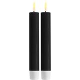 Deluxe Homeart dinerkaarsen - Verkoop per 2 stuks - LED kaarsen - Dinerkaarsen LED - Dinerkaarsen zwart - LED kaarsen zwart - Luxe LED kaars - D2,2 x 15 cm (2 pcs) - Zwart