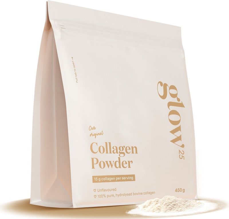 Glow25 Collageen poeder - Het Origineel - Peptiden Type 1 en 3 - Perfecte Oplosbaarheid - Natuurlijk - 450g