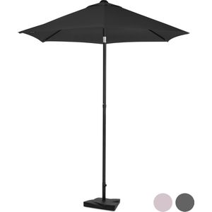 VONROC Premium Parasol Torbole – Ø200cm - Duurzame stokparasol – combi set incl. parasolvoet van 20 kg - UV werend doek - Antraciet/Zwart – Incl. beschermhoes