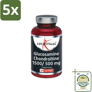 5 x Lucovitaal - Glucosamine - Chondroïtine 1500/500 mg - 150 Tabletten - Grootverpakking - Glucosamine - Chondroïtine - Gewrichten Ondersteuning - Kraakbeen - Gewrichtsproblemen