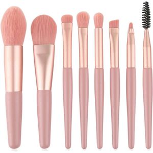 SNQ Make-up Kwastenset - 8-Delige set - Make-up Kwastenset - Blush Kwast - Foundation Kwast - Comfortabel en Duurzaam - Roze