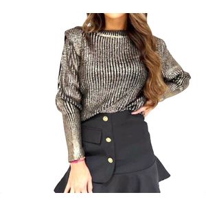 Metallic trui zwart/goud
