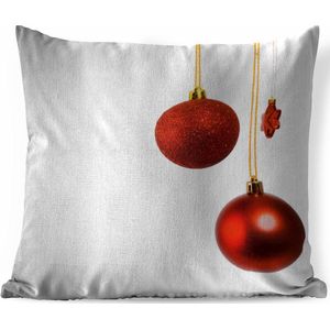 Sierkussens - Kussen - Een paar rode kerstballen met een rode kerstster - 40x40 cm - Kussen van katoen