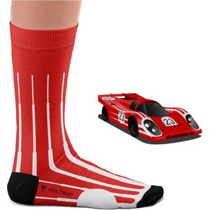 Heel Tread 917 K sokken - Porsche 917K - gestreepte sokken - fun sokken - Le Mans - Rood/Wit - Maat 41-46