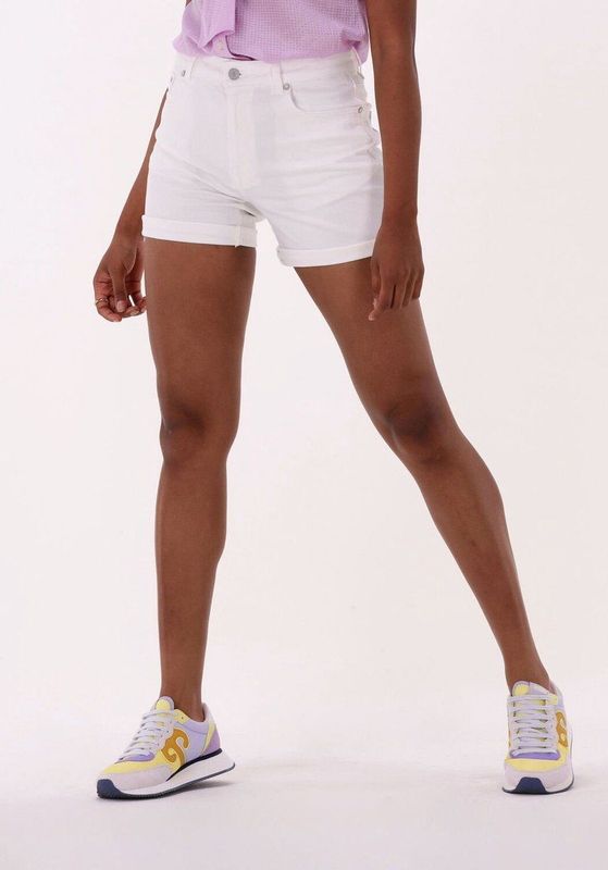 SELECTED WOMEN Slfsia Mw Snow White Denim Shorts Jeans Dames - Broek - Wit - Maat 34