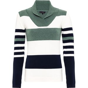 Felix Hardy Sjaalkraag Trui - Sweater %100 Katoen Dames Grün - M