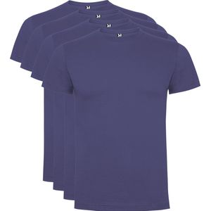 4 Pack Dogo Premium Unisex T-Shirt merk Roly 100% katoen Ronde hals Denim Blauw, Maat XL