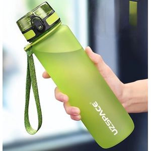 Drinkfles UZSPACE - 500 ML - Groen met 1-Klik Open Deksel - Tritan Materiaal - BPA-Vrij - 100% Lekvrij - Stijlvolle Plastic Drinkfles