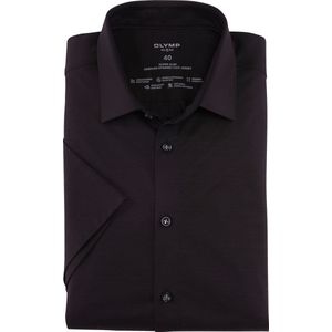OLYMP 24/7 No. 6 Six super slim fit overhemd - korte mouw - tricot - zwart - Strijkvriendelijk - Boordmaat: 41