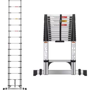 Telescopische Vouwladder Zyrell - 5M - A-Frame & Rechte Ladder - Roestvrijstaal - 2-in-1 Verlengladder - 150kg Draagvermogen