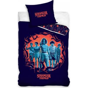 Stranger Things Dekbedovertrek Junior 140 X 200/70 Cm Katoen Blauw