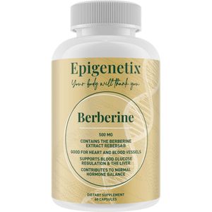 Epigenetix - Berberine 500mg - 60 premium capsules - Ondersteunt een stabiele, bloedsuikerspiegel, stimuleert vetverbranding, bevordert een gezonde vet- en koolhydraatstofwisseling & goed voor de lever