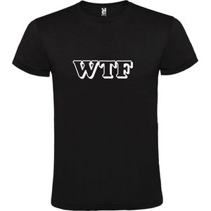 Zwart T-shirt ‘WTF’ Wit maat S