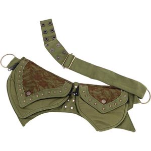 Festival Ethno Zijtasje - Olijfgroen Bruin - Unisex - Katoen - One Size