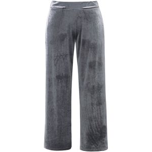 MIAMODA MIAMODA - Dames - Fluwelen broek wijde pijpen elastische tailleband - Antraciet - Maat 44