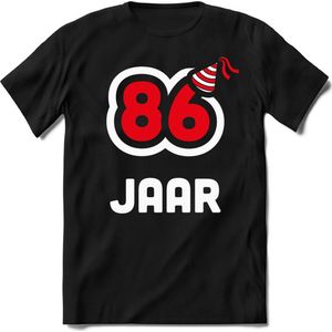 86 Jaar Feest kado T-Shirt Heren / Dames - Perfect Verjaardag Cadeau Shirt - Wit / Rood - Maat XL